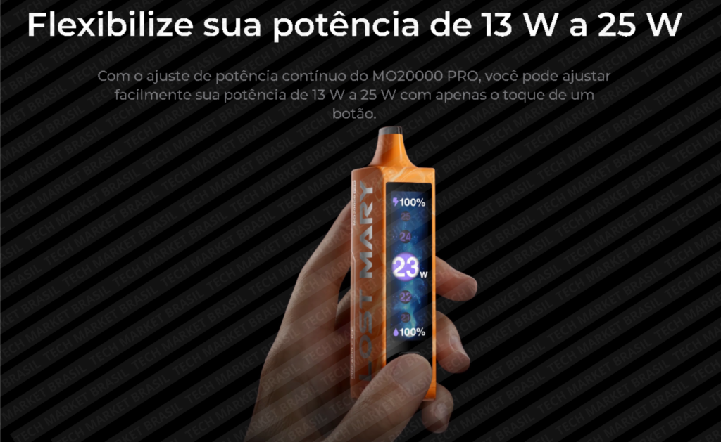 Ajuste de potência 13W a 25W do pod descartável Lost Mary MO20000 PRO 20000 puffs