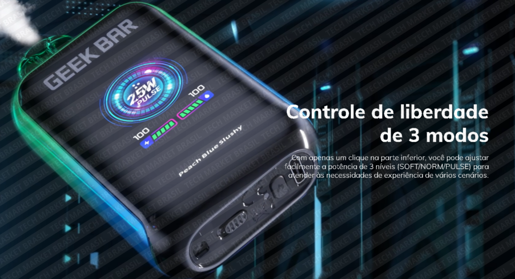 Modos de vaporização do Pod Descartável Geek Bar Skyeview, disponível na Tech Market Brasil