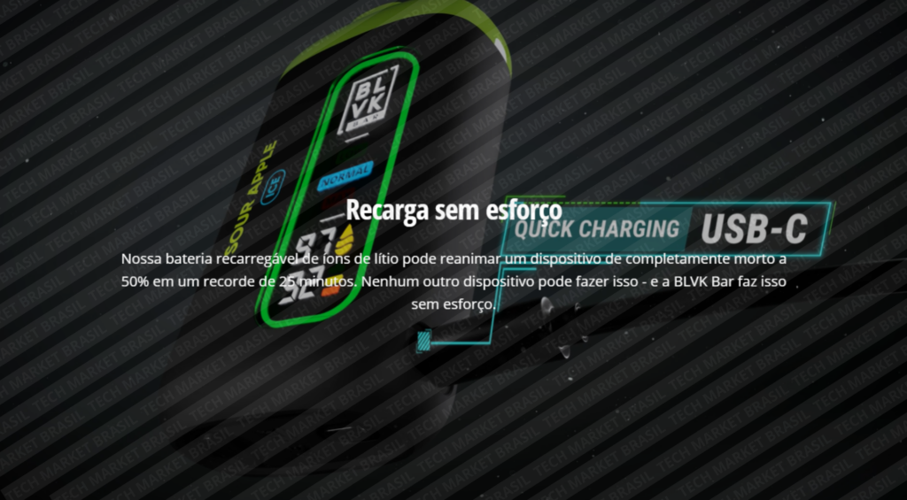 Fast Charge de ar do Pod Descartável BLVK Bar na Tech