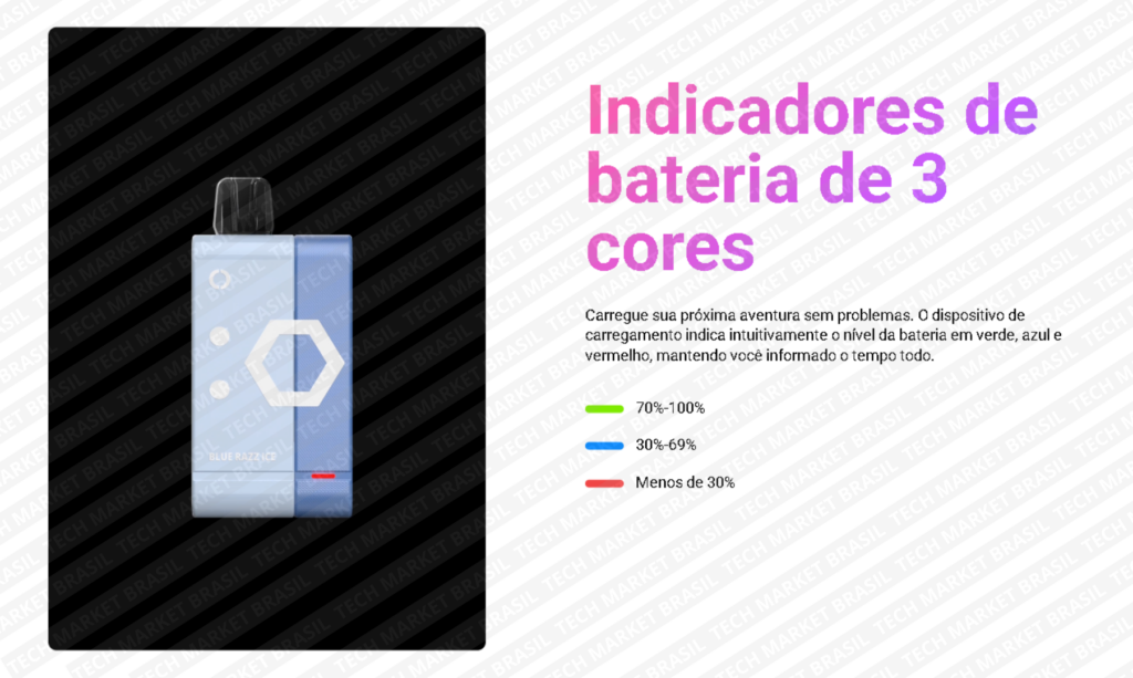 Indicador de bateria do Pod Descartável Elf Bar Ew 9000, disponível na Tech Market Brasil