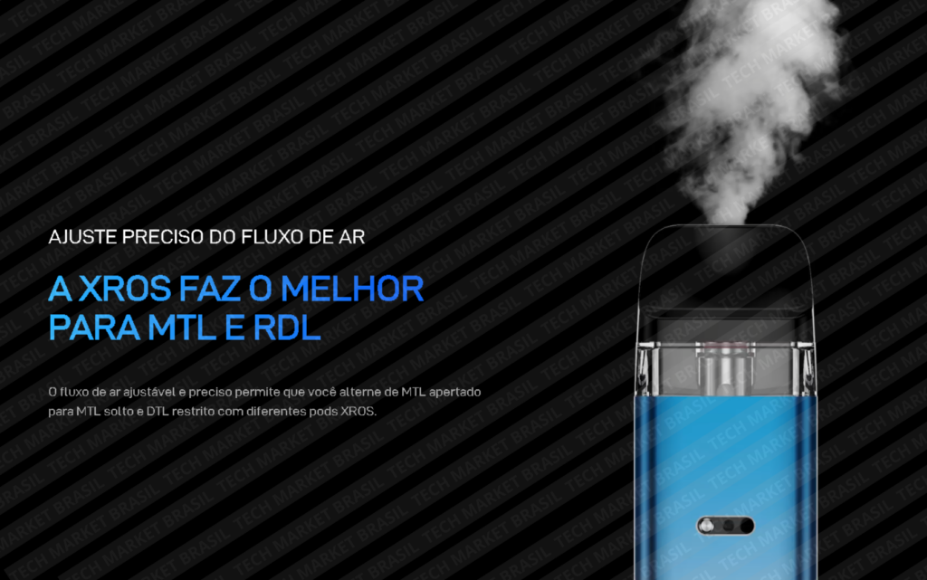 Fluxo de ar do Pod Descartável Vaporesso Xros 3 na Tech Market Brasil