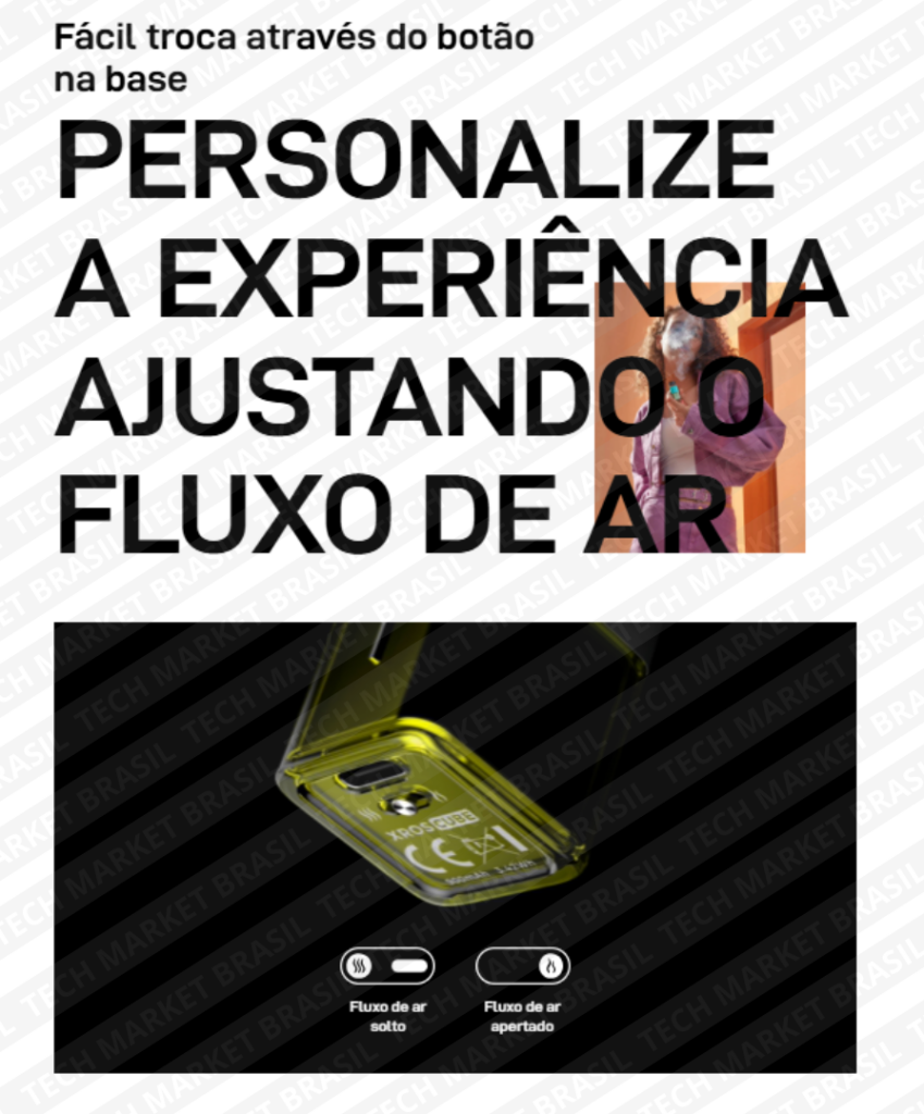 Fluxo de ar ajustavel do Vaporesso XROS Cube – Pod System na Tech