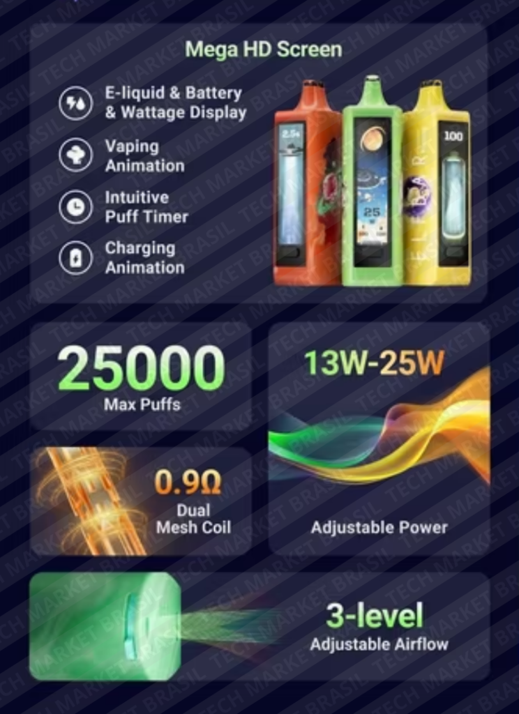 Features do Pod DescartávelElf Bar Planet 25k na Tech