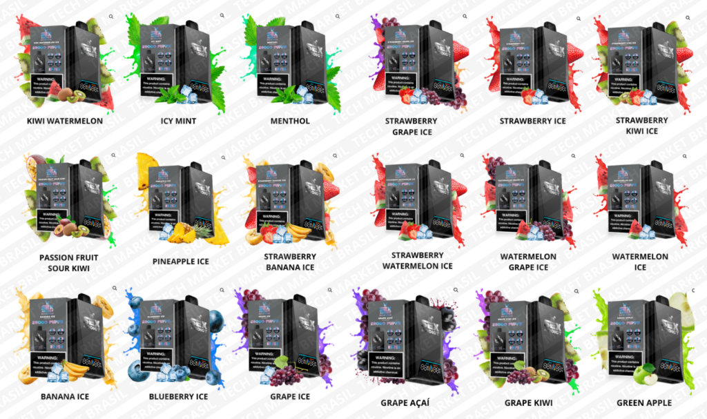 Sabores do Pod Descartável Sex Addict s280 28000 Puffs na Tech Market Brasil