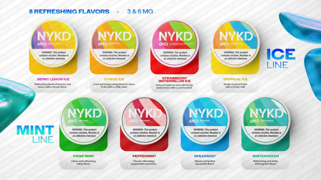Sabores do Snus NYKD na Tech Market Brasil