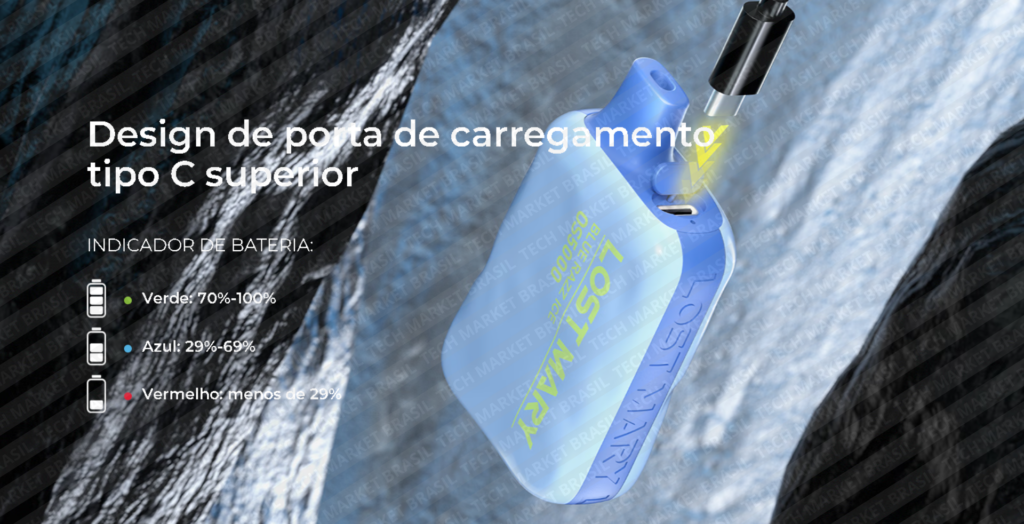 Indicador de Led do Pod Descartável Lost Mary OS5000 na Tech Market Brasil