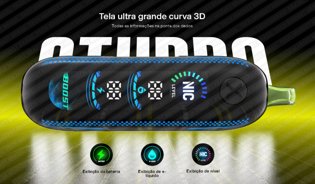 Tela curva do Pod Descartável OXBAR G Turbo - 36000 puffs na Tech Market Brasil
