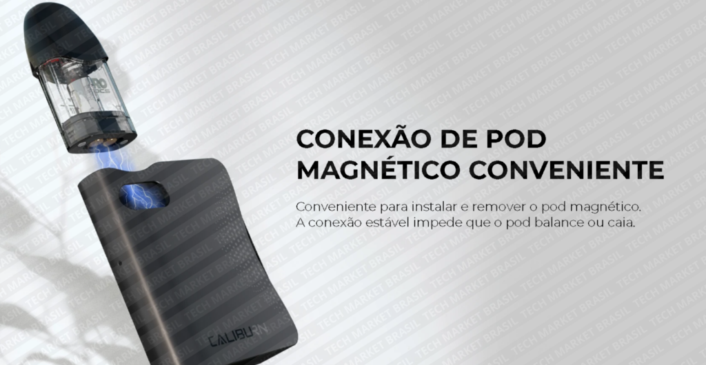 Conexão magnetica do Pod System Uwell CALIBURN AK3 na Tech Market Brasil