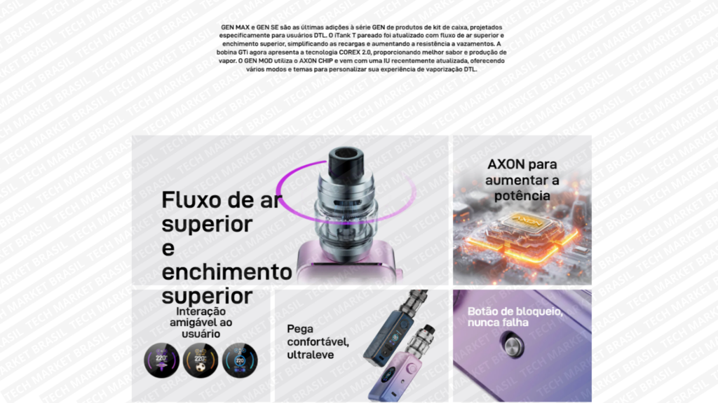Features do Vaporizador Vaporesso GEN SE na Tech Market Brasil