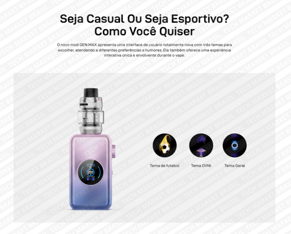 Tela TFI do Vaporizador Vaporesso GEN SE na Tech Market Brasil