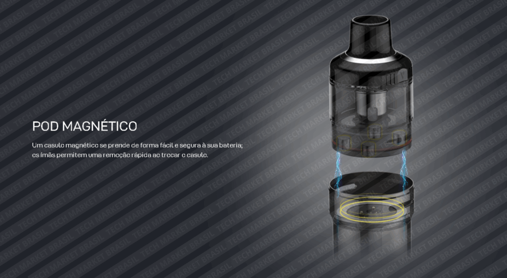 Conexão magnetica do Cartucho GTX 26/22 Vaporesso na Tech Market Brasil