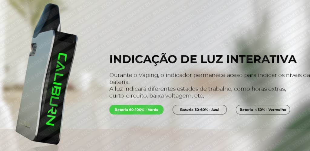 Indicador de LED do Pod System Uwell CALIBURN AK3 na Tech Market Brasil