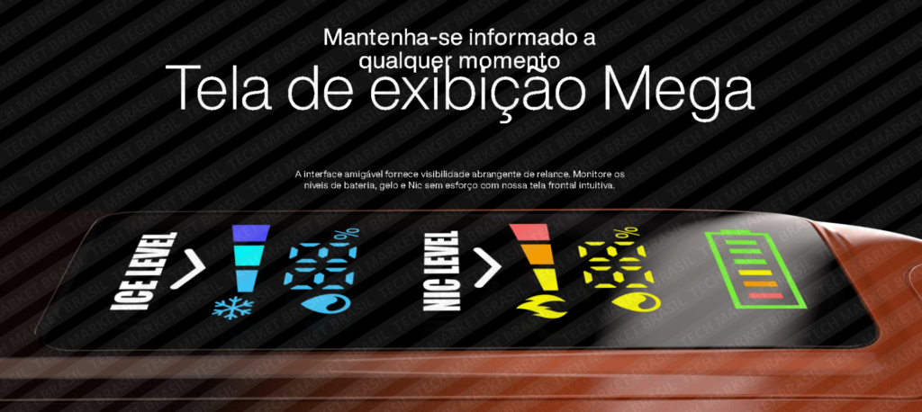 Ultra Tela do Pod Descartável Oxbar ICE NIC Control - 35000 Puffs na Tech Market Brasil