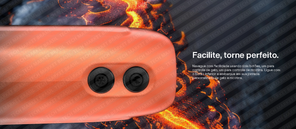 Botões laterais do Pod Descartável Oxbar ICE NIC Control - 35000 Puffs na Tech Market Brasil