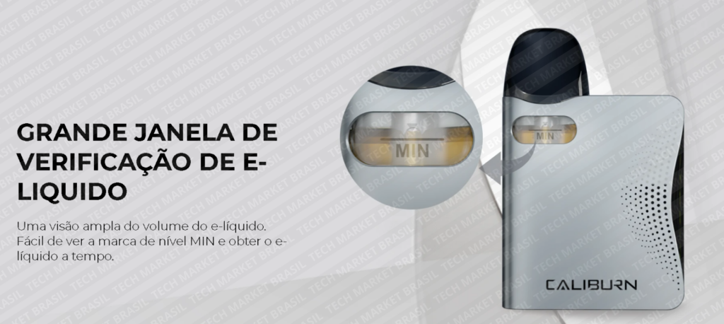 Janela do Pod System Uwell CALIBURN AK3 na Tech Market Brasil