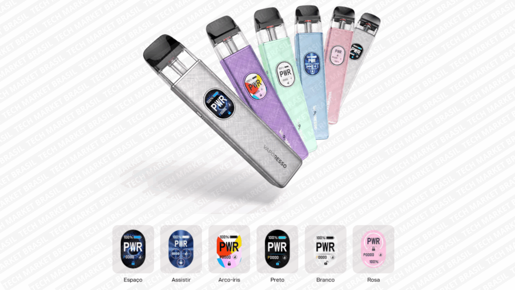 Animações da tela do Pod System Vaporesso Xros 5 Tech Market Brasil