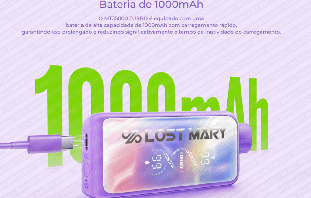Bateria do Pod Descartavél Lost mary MT 35000 Turbo na Tech Market Brasil