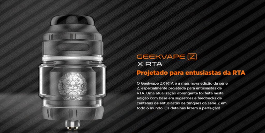 Banner do atomizador Geek Vape Zeus X RTA na Tech Market Brasil