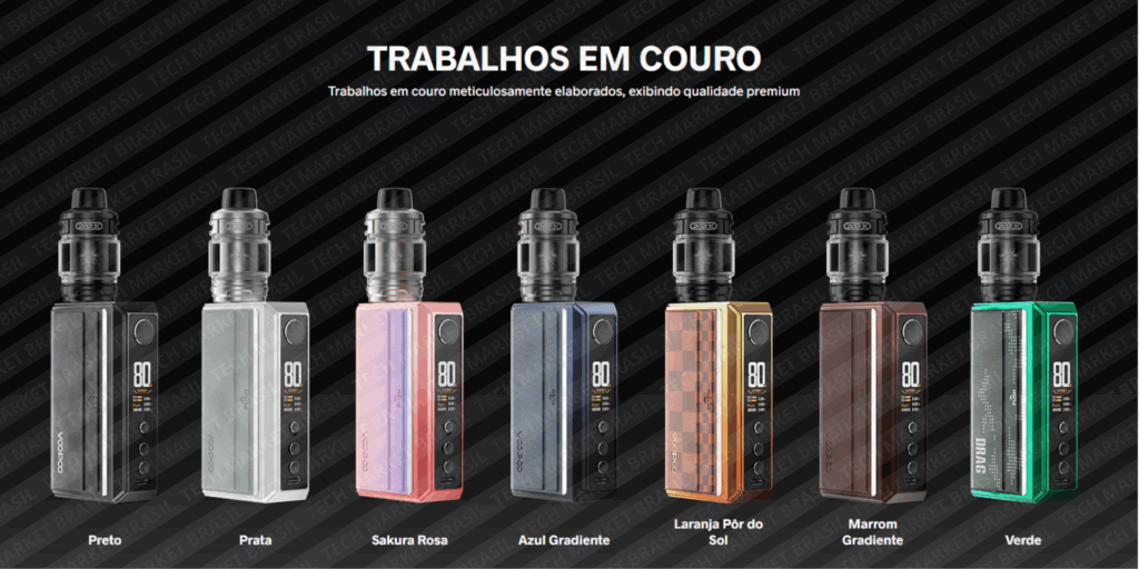 Design do Vaper Voopoo Drag 5 na Tech Market Brasil