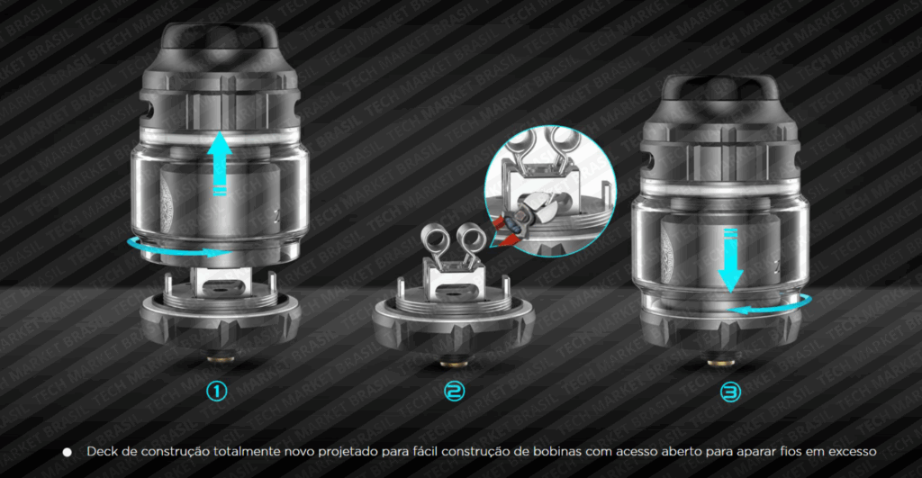 Deck do atomizador Geek Vape Zeus X RTA na Tech Market Brasil