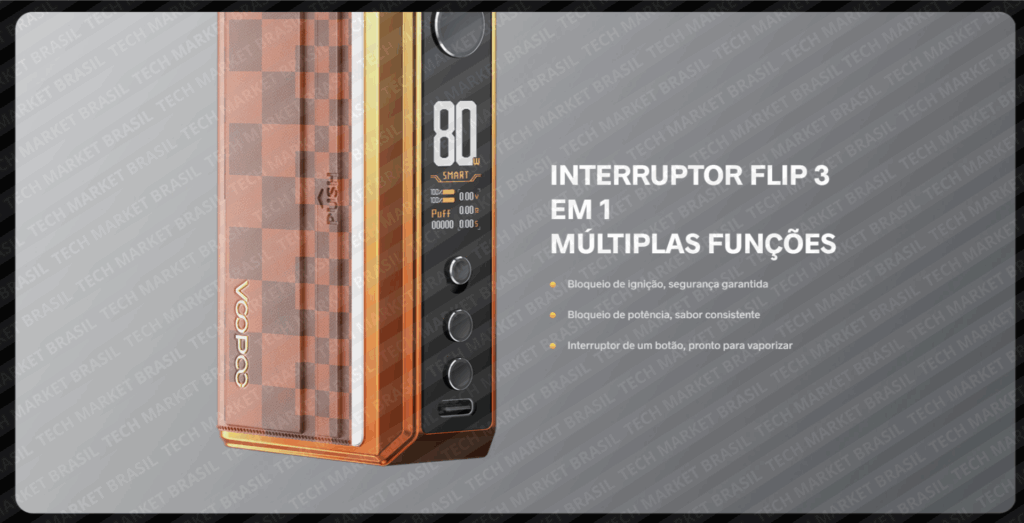 Interruptor Flip do Vaper Voopoo Drag 5 na Tech Market Brasil