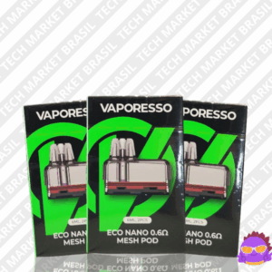 Cartucho Vaporesso Eco Nano original compatível com toda a linha Eco, reposição oficial com sistema antifugas e fácil recarga.