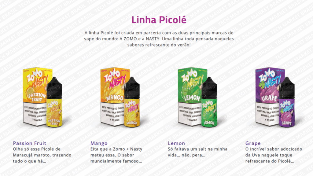 Sabores ZOMO Nasty Linha Picolé na Tech Market Brasil