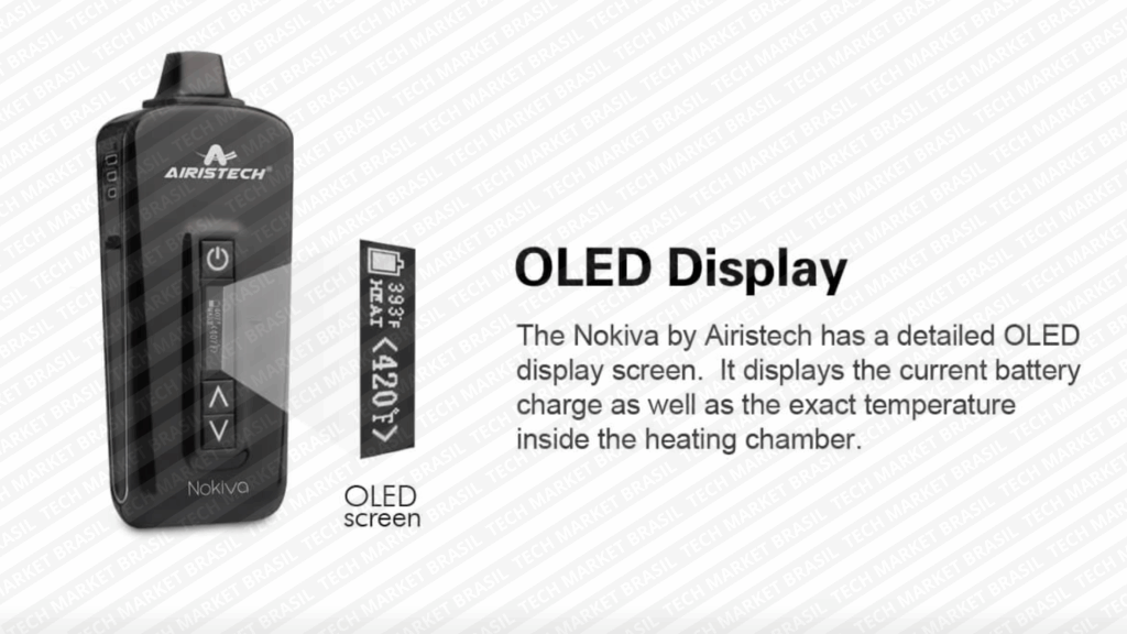 Display OLED do Vaporizador de ervas Airistech Herbva Novika na Tech Market Brasil