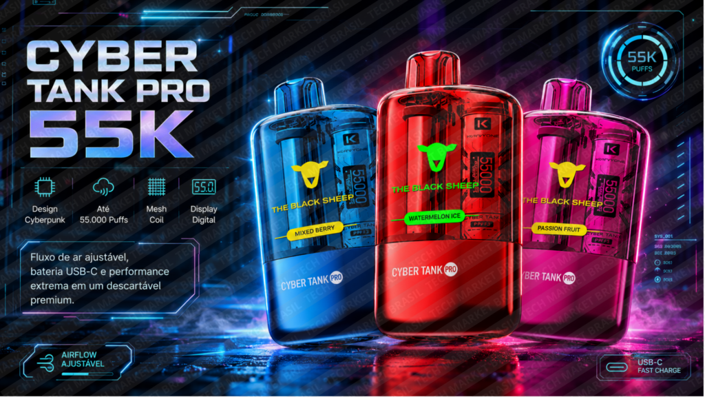 Banner do descartável The Black Sheep Cyber Tank Pro 55k na Tech Market Brasil