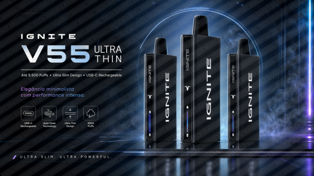 Banner do Ignite V55 Ultra Thin - 5000 Puffs na Tech Market Brasil