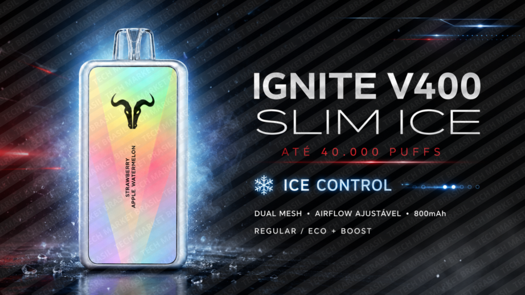 Banner do Pod Descartável Ignite V400 Slim ICE na Tech Market Brasil