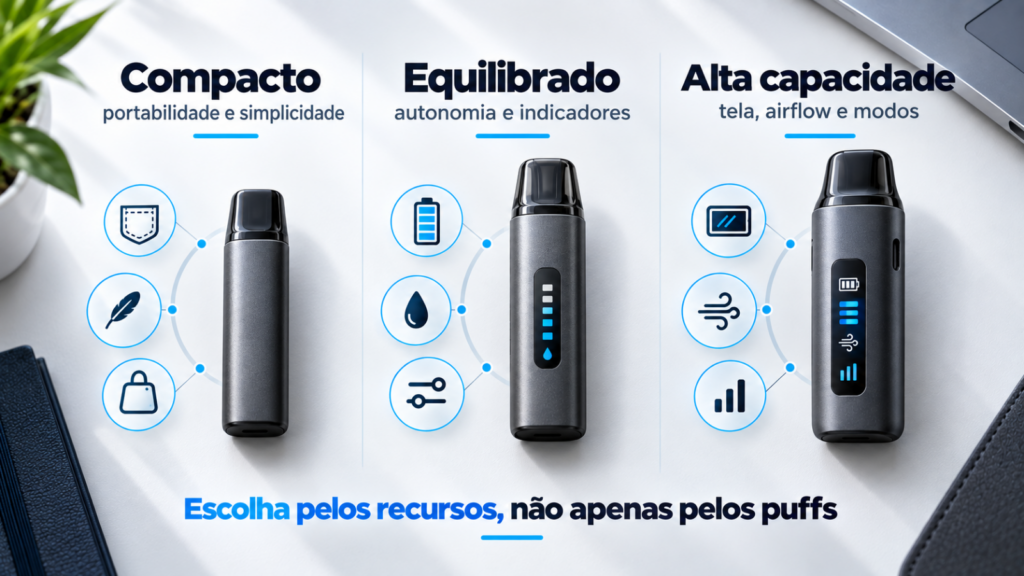 Comparação entre pod compacto, equilibrado e de alta capacidade