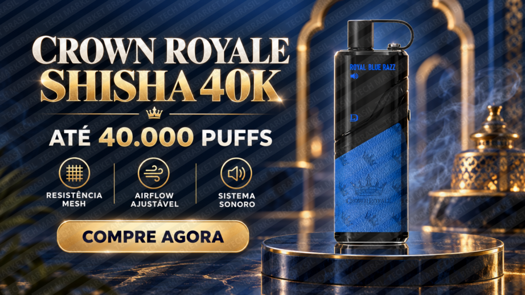 Banner do descartável Crown Royale Shisha 40k na Tech Market Brasil