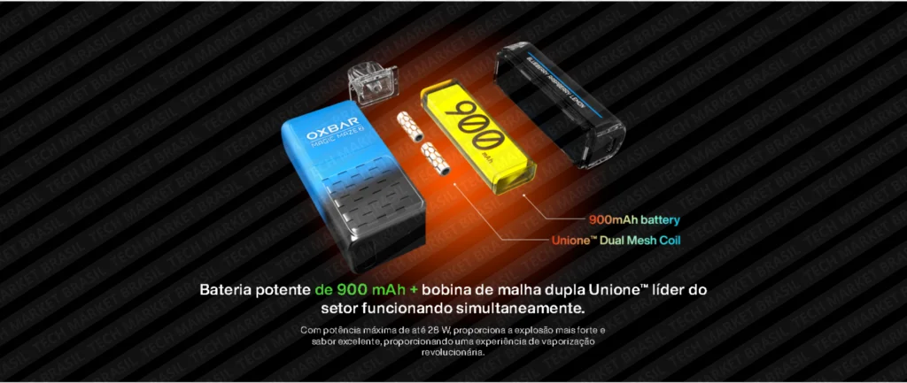 Bateria do Pod Descartavél Oxbar Magic Maze 2 – 30000 Puffs – 900mAh na Tech