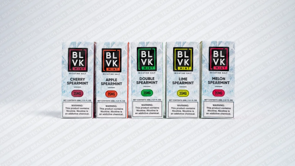 Sabores do Nic Salt BLVK Mint na Tech Market Brasil