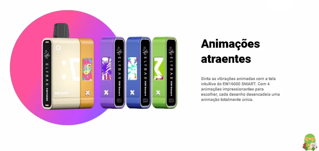 Animacoes da bateria do Pod Descartavel EW Smart