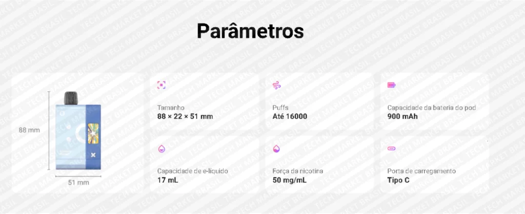 Parâmetros do Pod Descartavél Tech