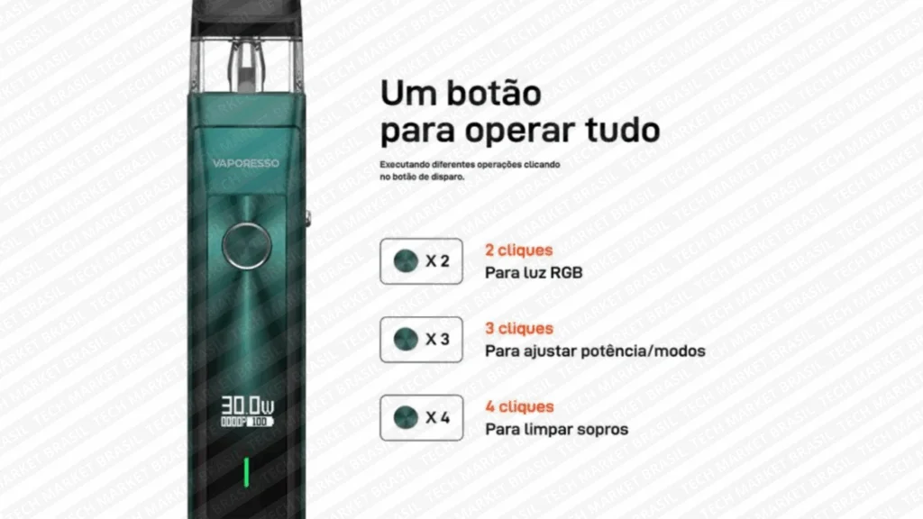 Botão multifuncional do Pod System Vaporesso XROS Pro para controle de potência e modos