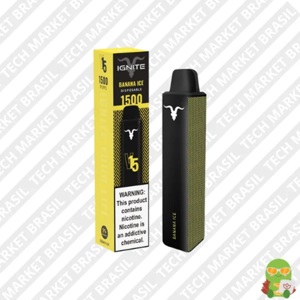 Banner do Pod Descartavél Ignite V15 – 1500 Puffs na Tech banana ice