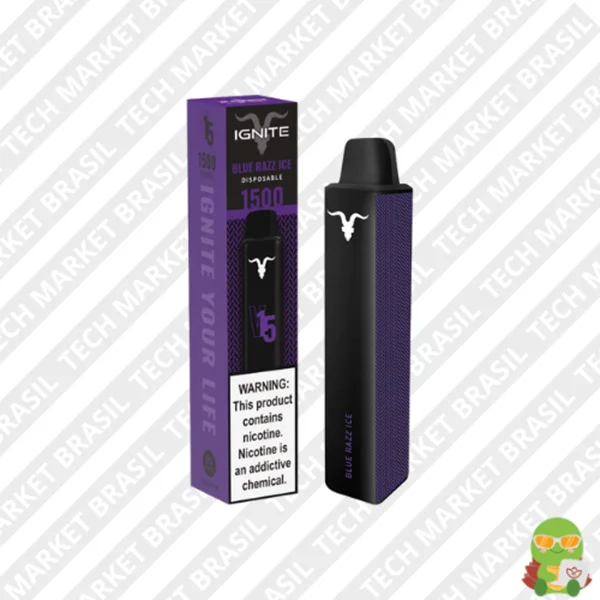 Banner do Pod Descartavél Ignite V15 – 1500 Puffs na Tech blue raspberry ice