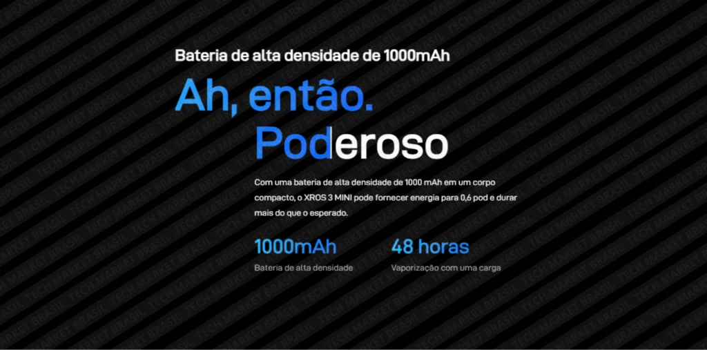 Bateria do Pod System Vaporesso XROS 3 Mini – 1000 mAh na Tech Market Brasil