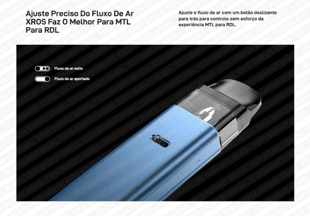 Fluxo de Ar ajustavel do Pod System Vaporesso XROS 4 – 1000 mAh na Tech Market Brasil