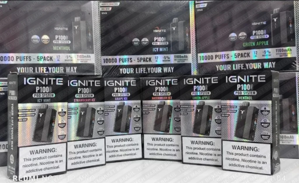 Cor Black do Pod Descartável Ignite P100 Pro Kit na Tech