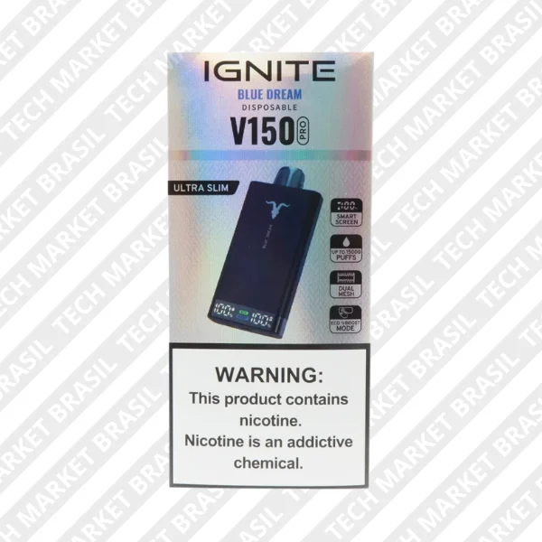 Pod Descartável Ignite V150 Pro, Sabor Blue Dream Ice na Tech Market Brasil