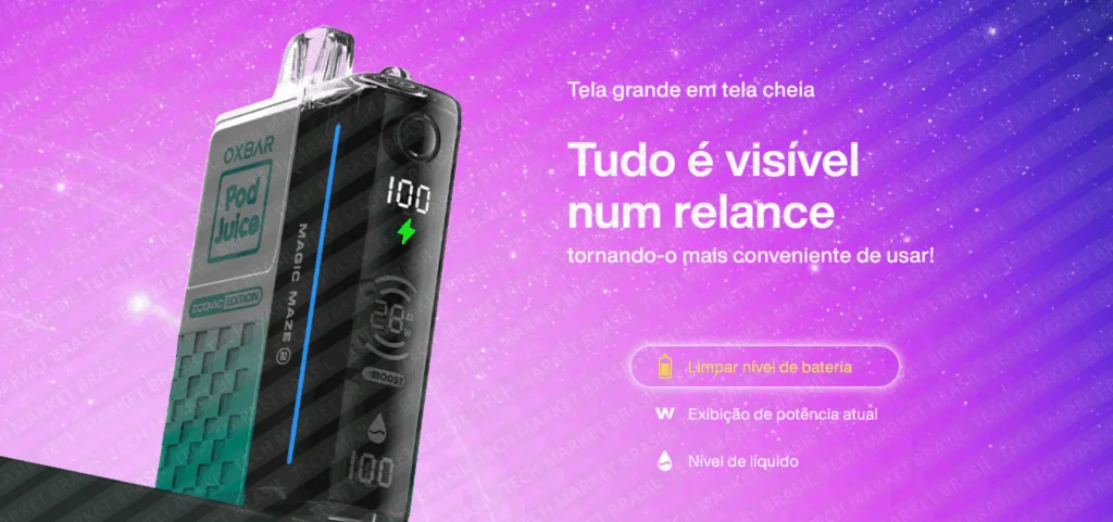 Tela do Pod Descartavél Oxbar GK30 Zodiac Edition na Tech Market Brasil