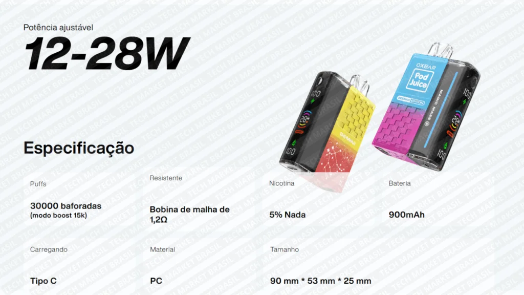 Especificações do Pod Descartavél Oxbar GK30 Zodiac Edition na Tech Market Brasil