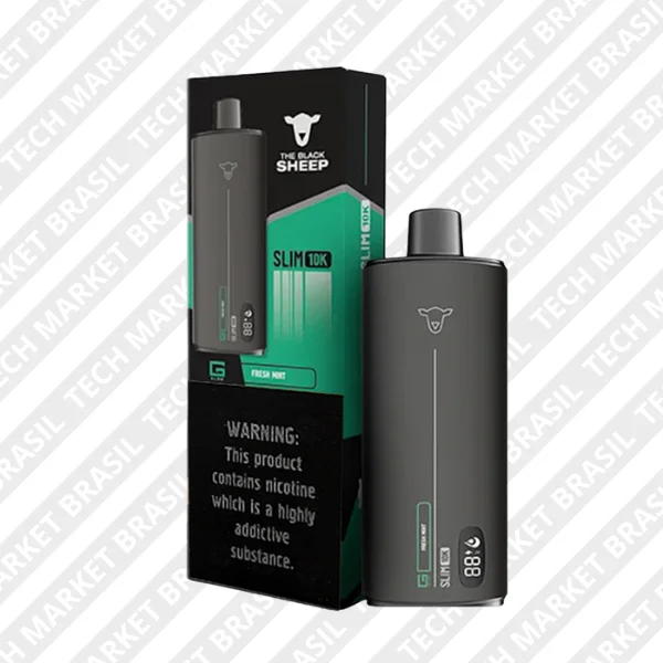 Pod Descartavel The Black Sheep Slim 10 - 10000 Puffs - Sabor Fresh Mint na Tech Market Brasil