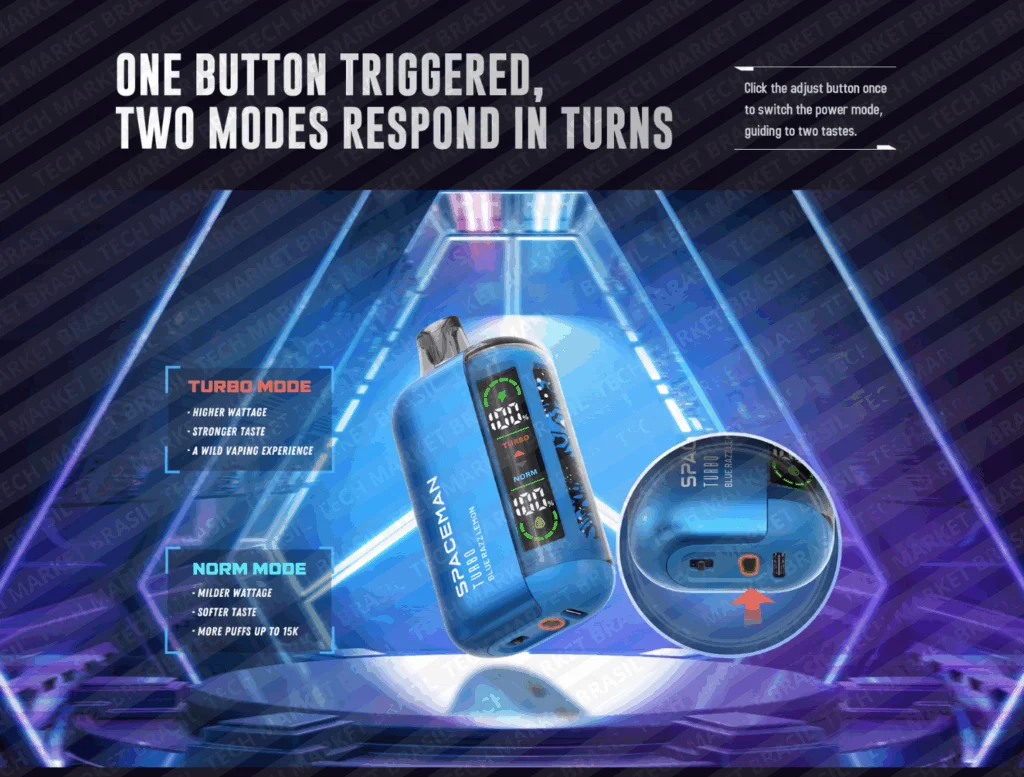 Botões do Pod Descartavél Smok Spaceman Turbo na Tech Market Brasil