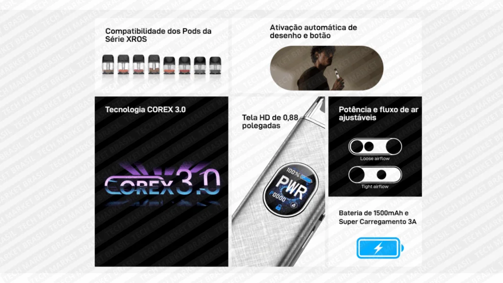 Features do Pod System Vaporesso Xros 5 Tech Market Brasil