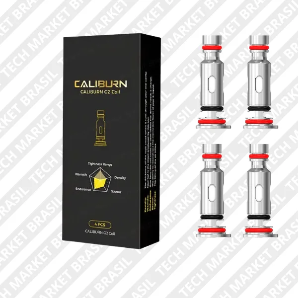 Caixa com Quatro coil uwell caliburn g2 1.2 ohm